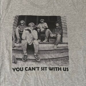 Gray Graphic Tee with 'You Can't Sit With Us' Print
